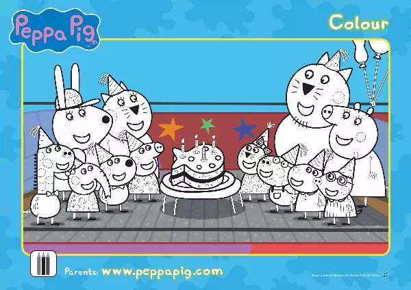 Peppa Pig Birthday Colouring Sheet